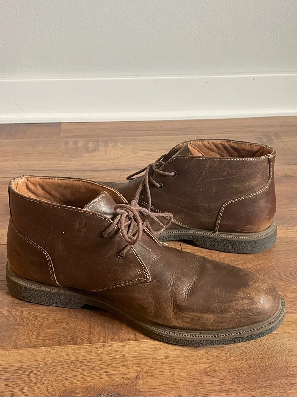 Bass & Co Bass Men’s Radley Chukka Brown Leather Boots Size 11 W